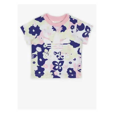 Blue and white girly floral T-shirt adidas Originals - Girls