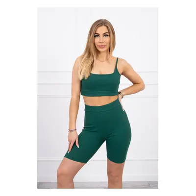 Set with high-waisted trousers in green color