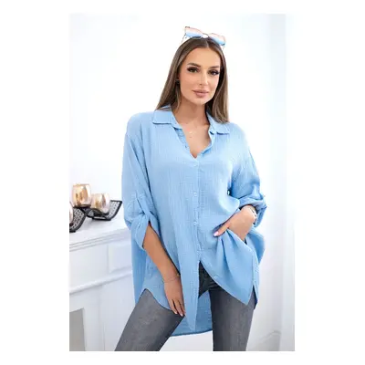 Kesi Włoski Cotton muslin shirt blue