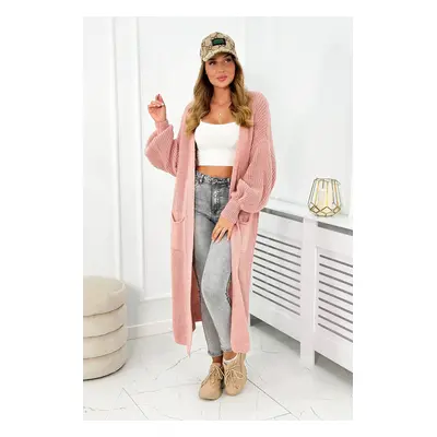 Long sweater powder pink cardigan