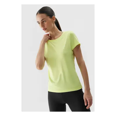 Women's Sports T-Shirt made of 4F recycled materials - light yellow