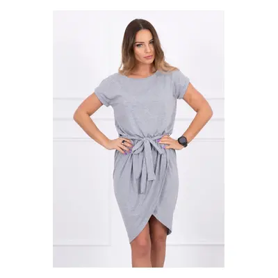 Tied dress with a clutch bottom in gray color