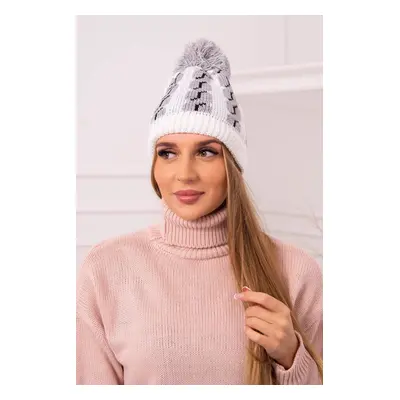 Kesi Cap with a pompom Rozalia K323 grey+white