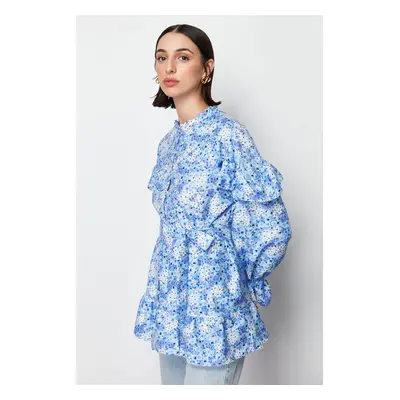 Trendyol Light Blue Floral Woven Tunic