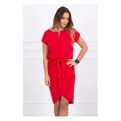 Tied dress with a clutch bottom red