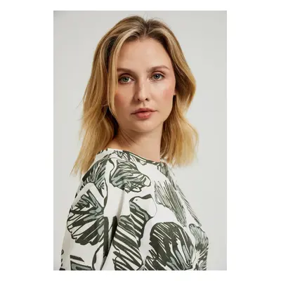 Women's T-shirt with tropical print MOODO - olive