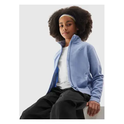 Girls' regular 4F fleece with stand-up collar - navy blue