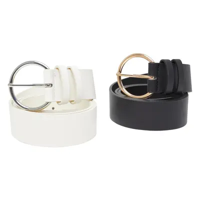 Basic PU Belt 2-Pack Cream + Black