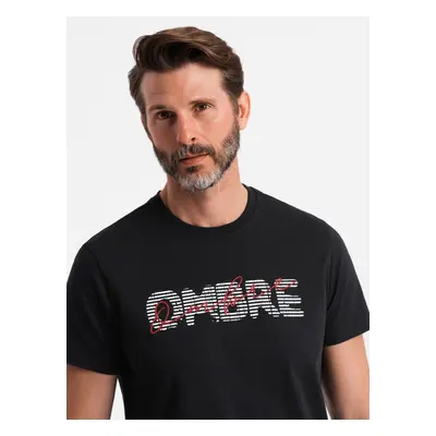 Ombre Men's cotton t-shirt with double printed logo - black