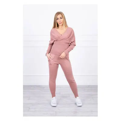 Sweater set two-piece dark pink