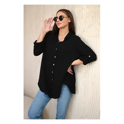 Kesi Włoski Cotton muslin shirt oversize black