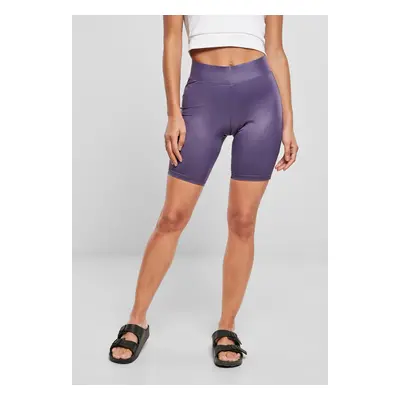 Women's synthetic leather cycling shorts - dark purple