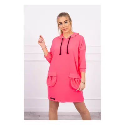 Pink neon dress with hood