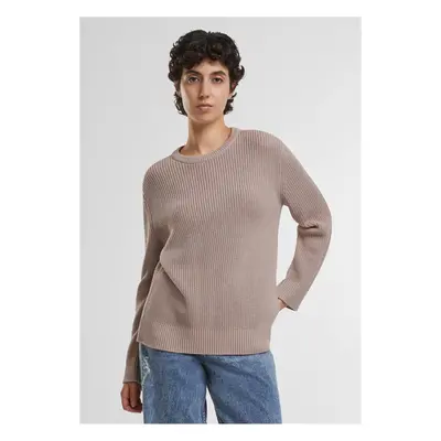 Women's ribbed knitted sweater powder pink