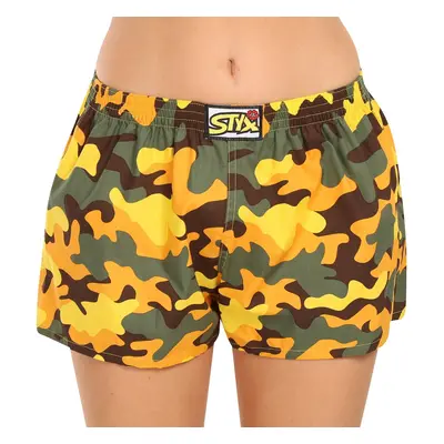 Women's boxer shorts Styx art classic rubber Camouflage yellow