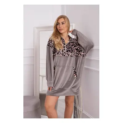 Leopard print velvet dress grey