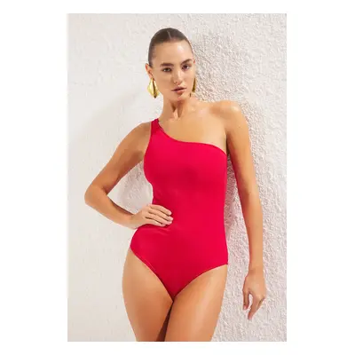 Trendyol Red One Shoulder Swimsuit