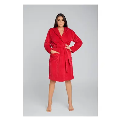 Women's bathrobe Zala with long sleeves - red