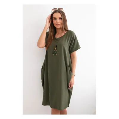 Kesi Włoski Dress with pockets and pendant khaki