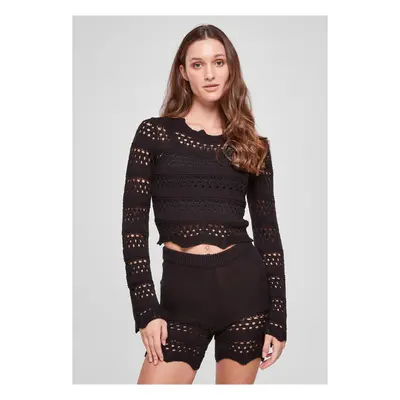 Women's crochet knitted sweater black