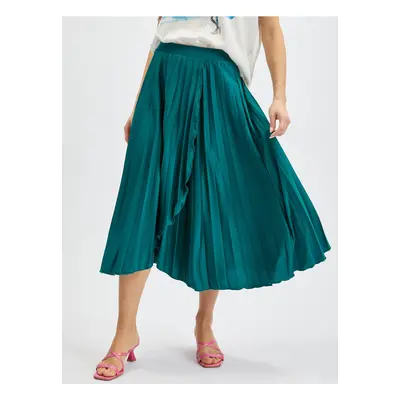 Orsay Petroleum Womens Pleated Midi Skirt - Women