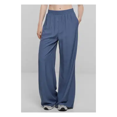 Women's viscose trousers with wide legs - blue