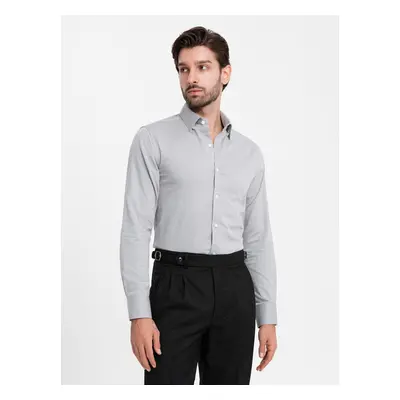 Ombre Men's SLIM FIT shirt in decorative fabric - gray