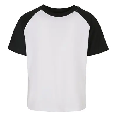 Boys' T-shirt with contrasting raglan white/black