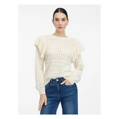 Cream women's sweater with frills ORSAY - Women's