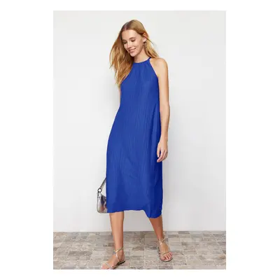 Trendyol Saks Shift/Plain Zero Sleeve Midi Pleated Knit Dress