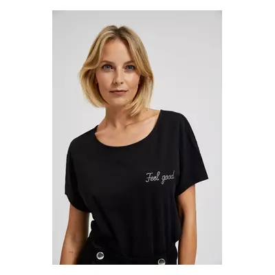 Blouse with black inscription - black