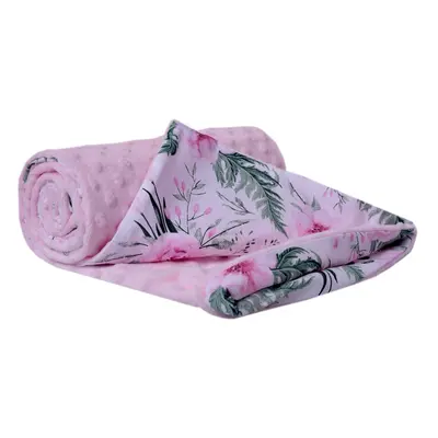 Medi Partners Blanket cotton + minky – Flowers + light pink minky