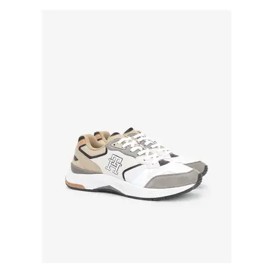 Beige and White Mens Sneakers with Leather Details Tommy Hilfiger Modern - Men