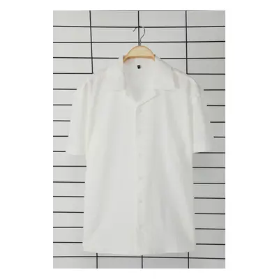 Trendyol White Regular Fit 100% Cotton Linen Look Summer Shirt