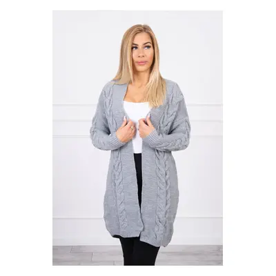 Cardigan woven braid sweater gray