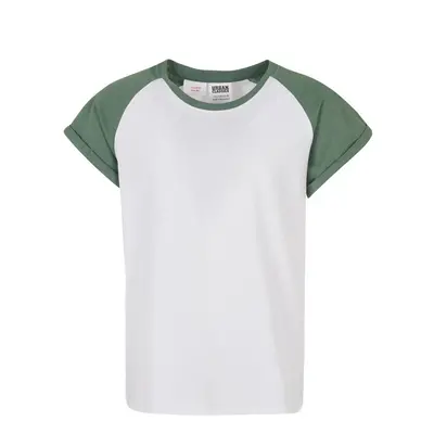 Girls' contrasting raglan t-shirt white/sage