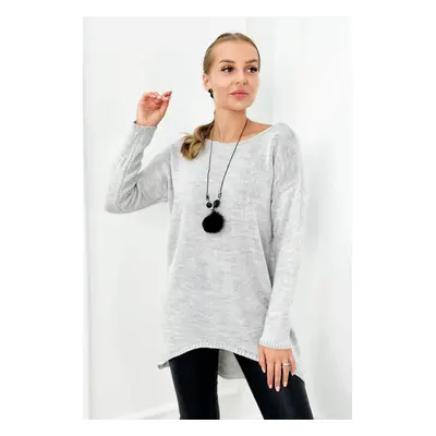 Włoski Sweater with necklace grey