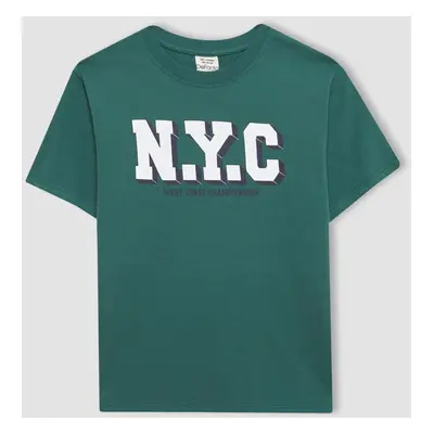 DEFACTO Boys' Crew Neck Printed Short Sleeve T-Shirt