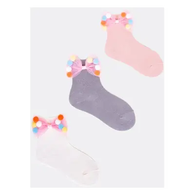 Yoclub Kids's Girls' Cotton Socks With A Bow 3-Pack SKA-0092G-000B