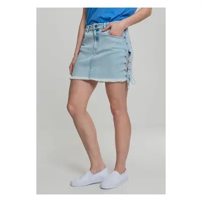 Women's denim lace-up skirt blue bleached