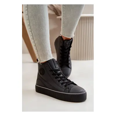 Women's insulated sneakers made of eco leather Big Star black