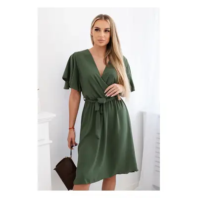 Kesi Włoski Dress with a plunging neckline khaki