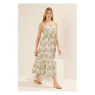 Trendyol Multicolored Floral Skirt Opening at Waist Midi Woven Dress