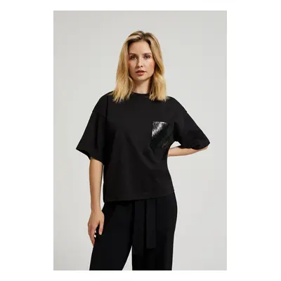 Women's T-shirt with sequins MOODO - black