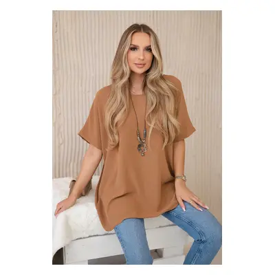 Kesi Włoski Oversized blouse with pendant Camel