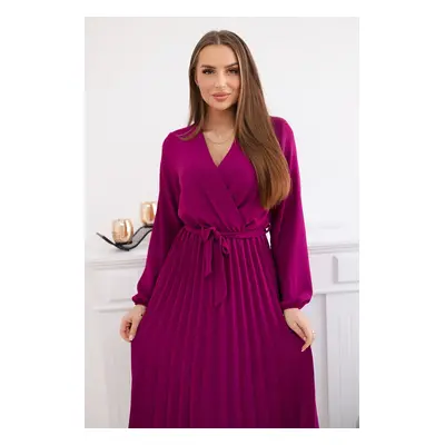 Kesi Włoski Dress tied with a pleated hem plum