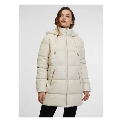 Orsay Creamy Women's Quilted Faux Leather Coat - Women's