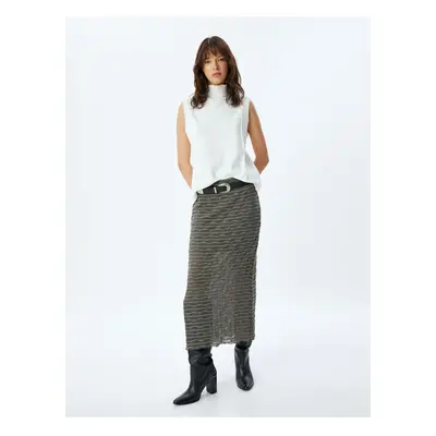 Koton Semi-Transparent Lined Midi Length Pencil Skirt