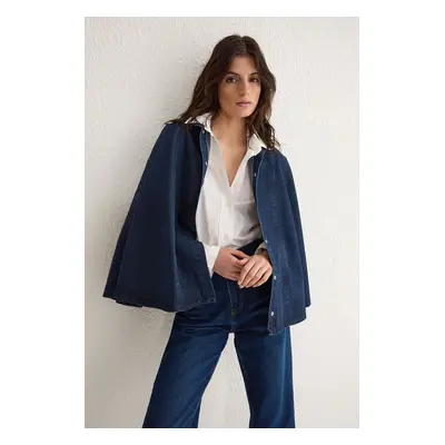 Trendyol Dark Blue Sleeveless Denim Cape Jacket