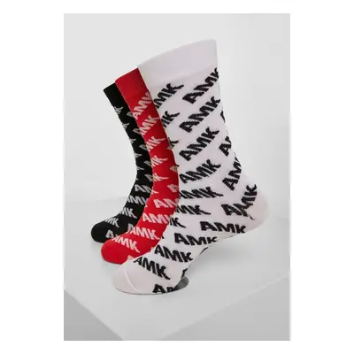 AMK Allover Socks 3-Pack Black/Red/White